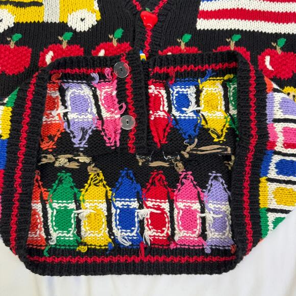 PBJ Sport Cardigan Sweater S M Back 2 School Bus Kids Students Teacher Classroom - Picture 11 of 11